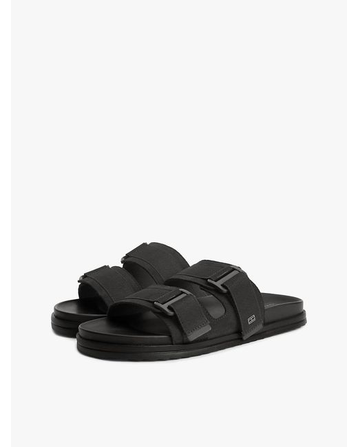Tommy Hilfiger White Webbing Strap Buckle Suede Sandals for men