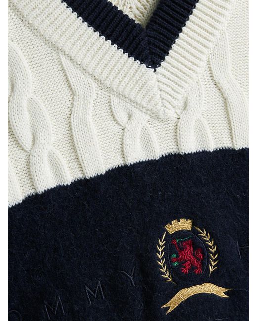 Tommy Hilfiger Blue Crest Cable Knit Sweater Vest for men