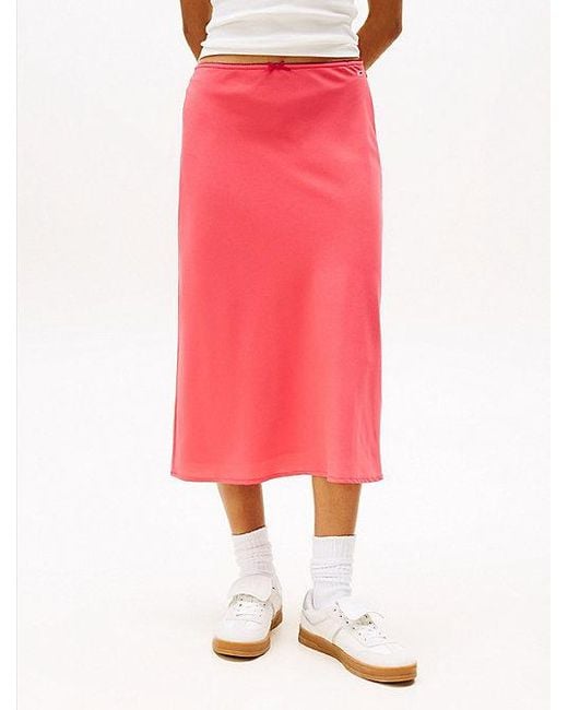 Tommy Hilfiger Midi-Rok Met Randdetail in het Pink
