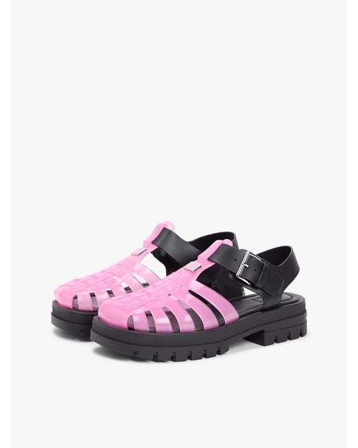 Tommy Hilfiger Pink Jelly Chunky Cleat Fisherman Sandals