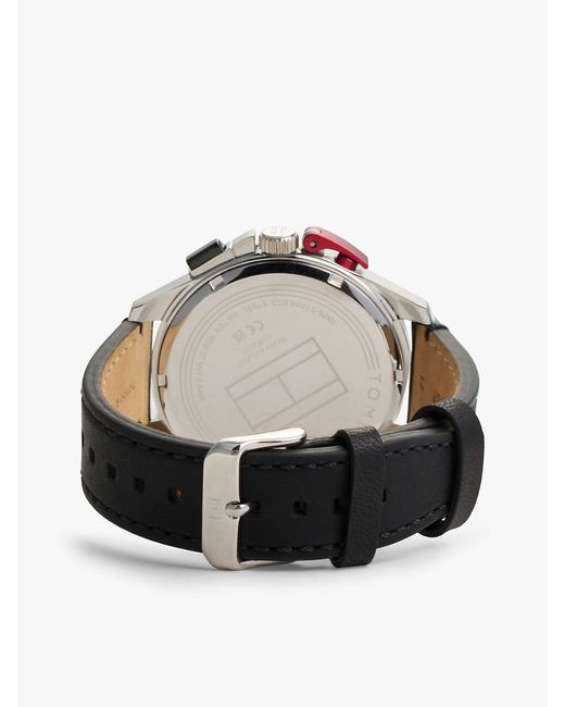 Tommy Hilfiger Black Leather Strap Chronograph Watch for men