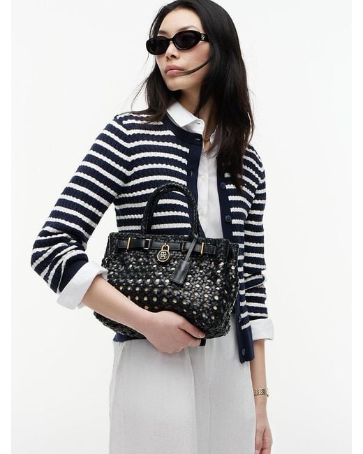 Tommy Hilfiger Black The American Icon Braided Leather Tote Bag