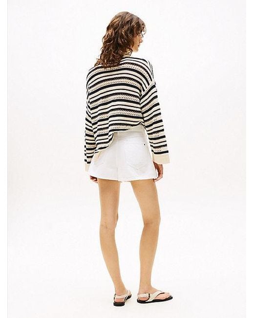 Shorts Vaqueros Blancos De Talle Alto Tommy Hilfiger de color White