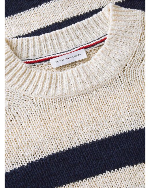 Tommy Hilfiger Blue Stripe Relaxed Crew Neck Jumper