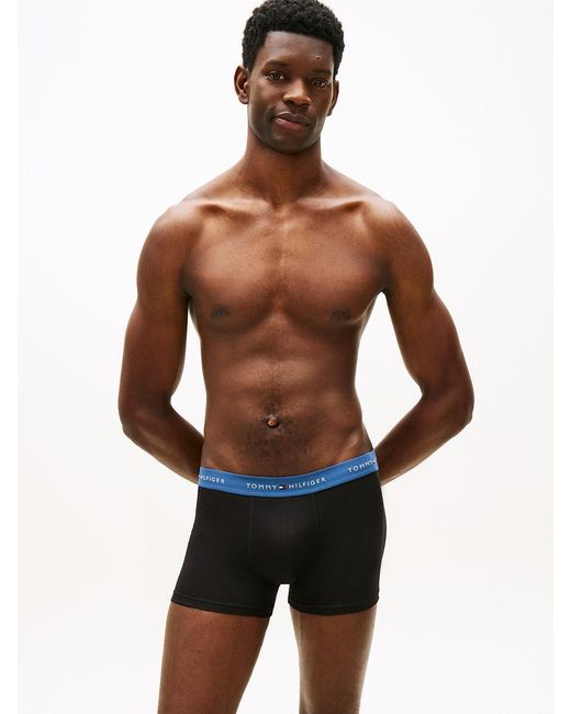 Tommy Hilfiger Blue 3-Pack Signature Logo Contrast Waistband Trunks for men