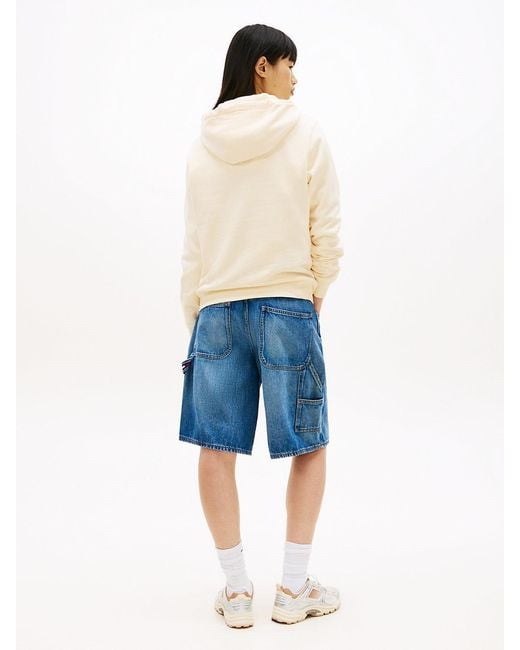 Tommy Hilfiger Natural Flag Embroidery Fleece Drawstring Hoody