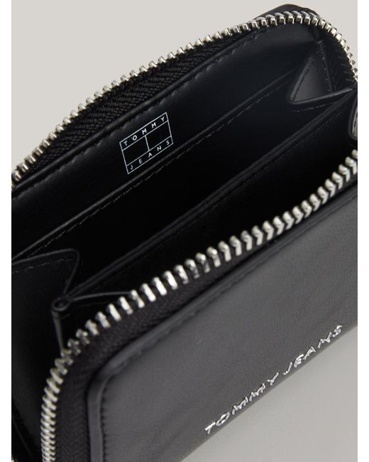 Petit portefeuille Essential zippé à logo Tommy Hilfiger en coloris Black