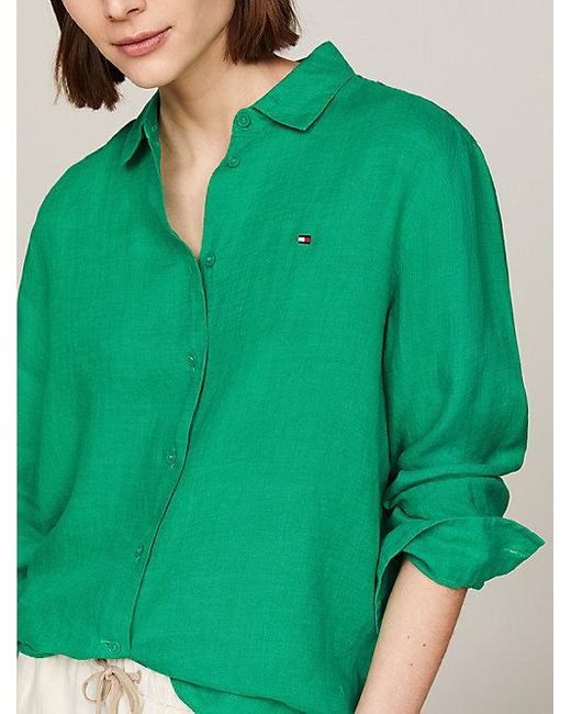 Camisa de lino con corte amplio Tommy Hilfiger de color Green