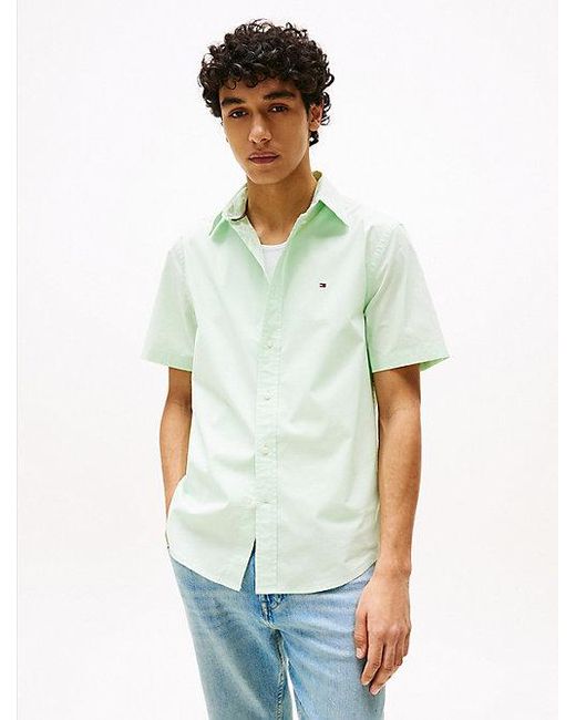 Camisa Th Flex De Manga Corta Y Corte Regular Tommy Hilfiger de hombre de color Green