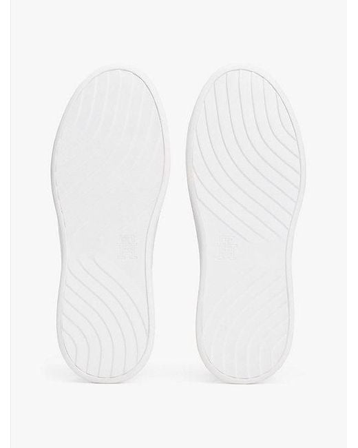 Tommy Hilfiger Leren Court Sneaker Met Th-Monogram in het Black