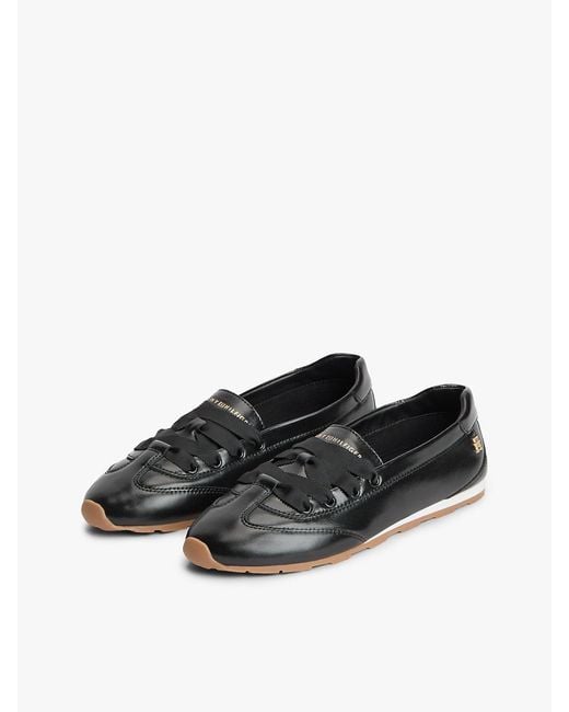 Tommy Hilfiger White Th Monogram Leather Ballet Trainers