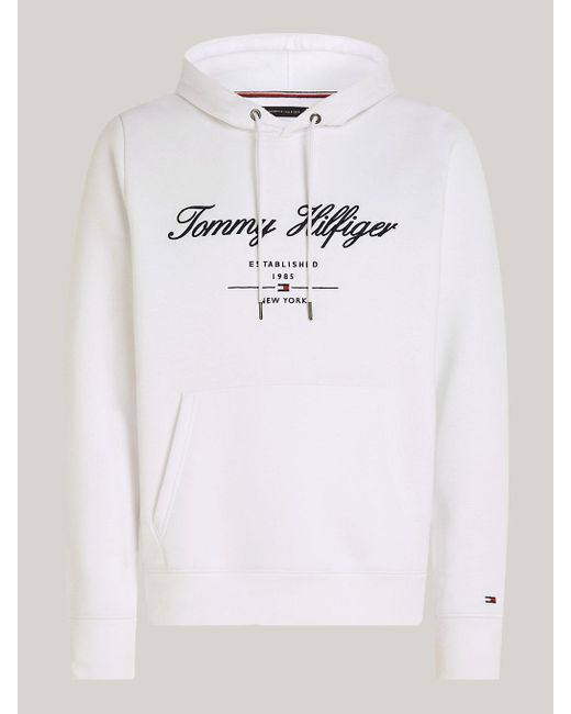 Sweat à capuche Exclusive à logo cursive Tommy Hilfiger pour homme en coloris White