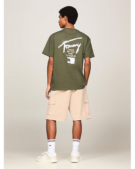 Tommy Hilfiger T-Shirt mit Rückenlogo und Rundhalsausschnitt in Green für Herren