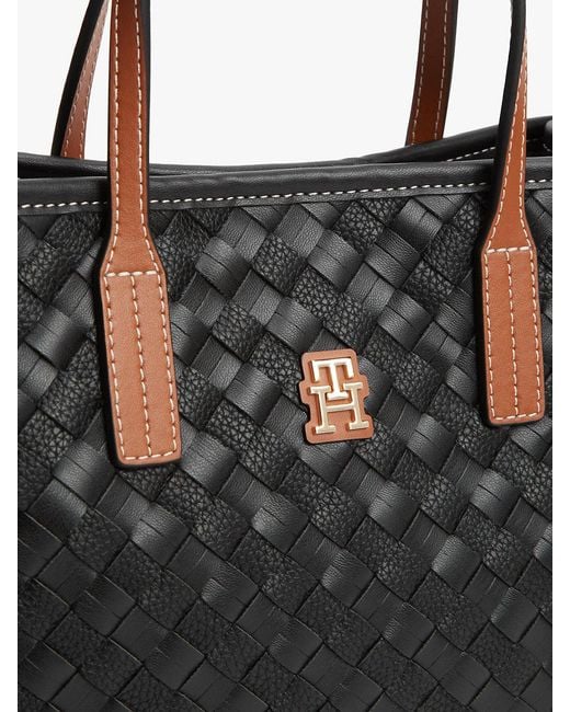 Tommy Hilfiger Black City Woven Crossbody Tote Bag