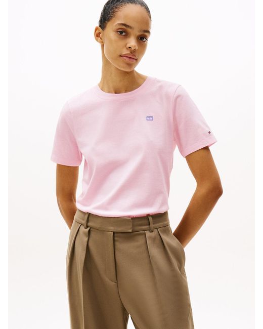 T-Shirt À Drapeau Hilfiger Contrasté Tommy Hilfiger en coloris Pink