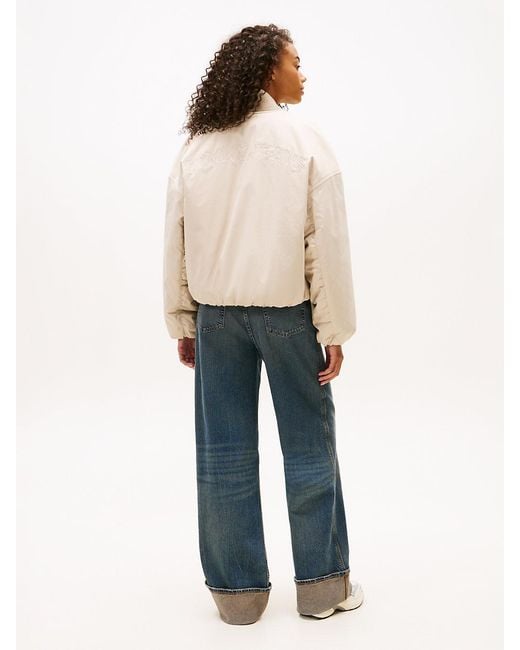 Tommy Hilfiger Natural Back Logo Embroidery Bomber Jacket