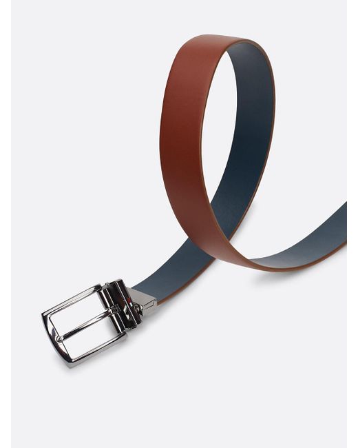 Tommy Hilfiger Black Square Buckle Reversible Leather Belt for men