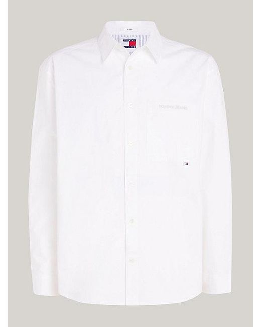 Tommy Hilfiger Classics Relaxed Overhemd Met Geborduurd Logo in het White voor heren