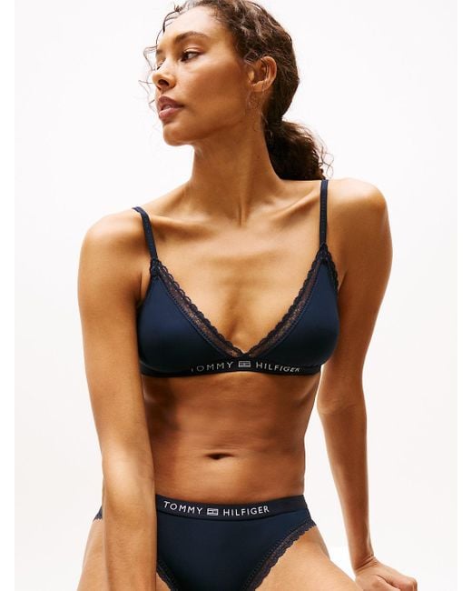 Reggiseno A Triangolo Sfoderato Con Pizzo di Tommy Hilfiger in Blue