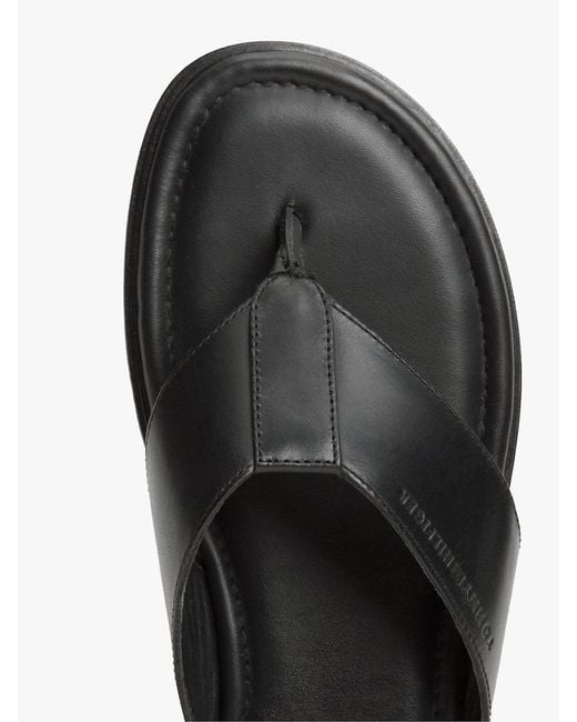 Tommy Hilfiger White Debossed Logo Leather Toe Post Sandals for men