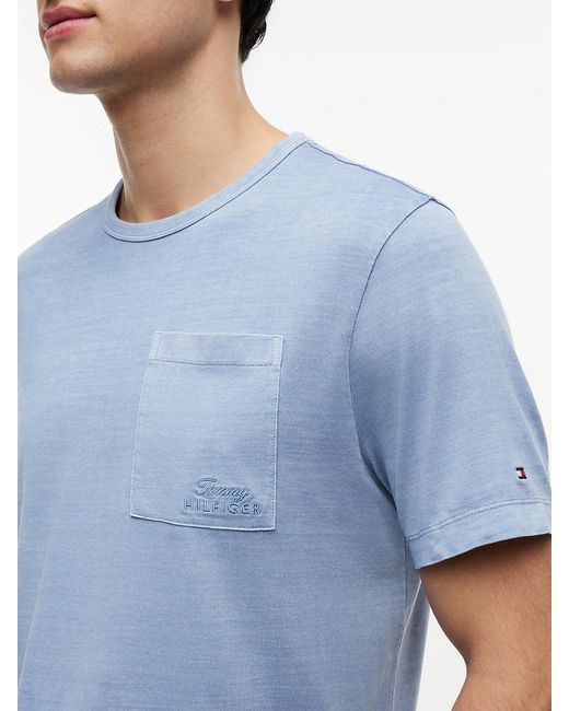 Tommy Hilfiger Blue Patch Pocket Washed T-Shirt for men