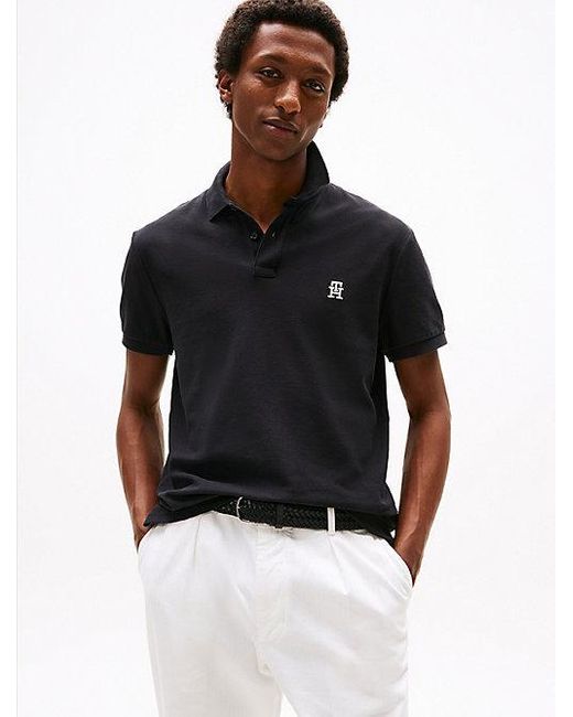 Polo Th Monogram De Corte Regular Tommy Hilfiger de hombre de color Black