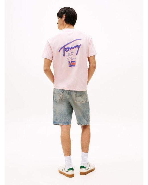 T-Shirt Décontracté À Logo Imprimé Au Dos Tommy Hilfiger pour homme en coloris White