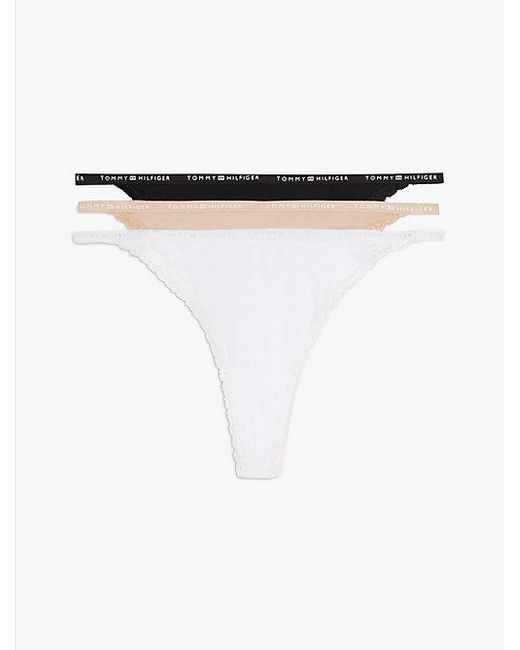 Tommy Hilfiger Set Van 3 Microvezel Tanga-Strings Met Kant in het White