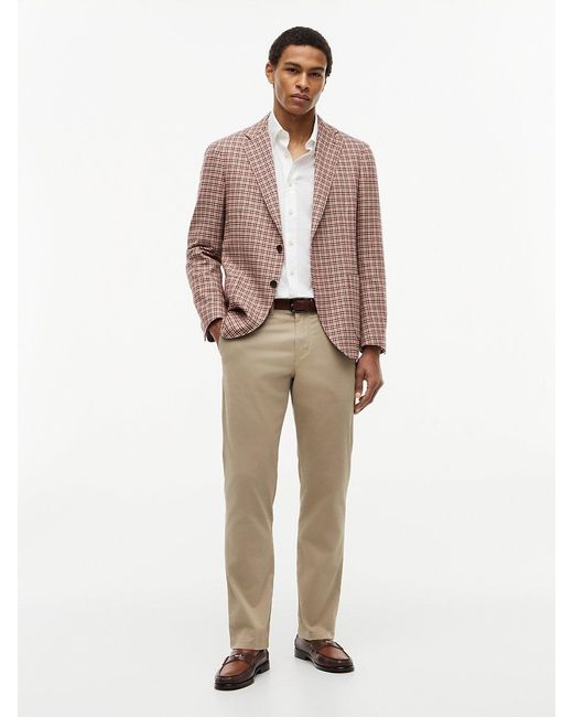Tommy Hilfiger Natural Regular Fit Micro Check Single Breasted Blazer for men