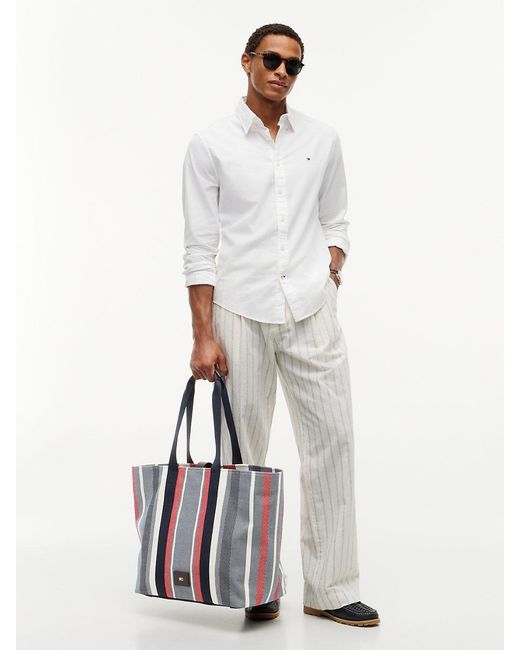 Tommy Hilfiger White Logo Patch Jacquard Tote Bag for men