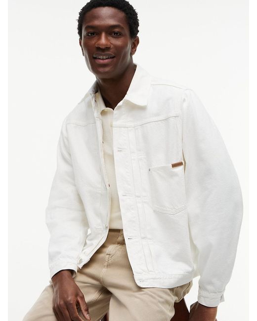 Tommy Hilfiger White Washed Denim Trucker Jacket for men