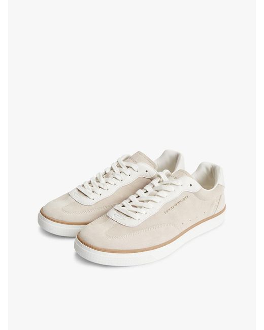 Tommy Hilfiger White Luxe Suede Trainers for men