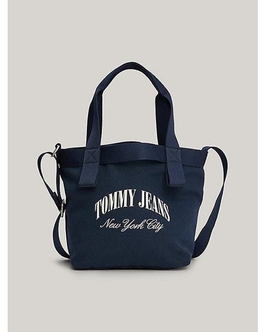 Bolso tote pequeño de lona con logo NYC Tommy Hilfiger de color Blue