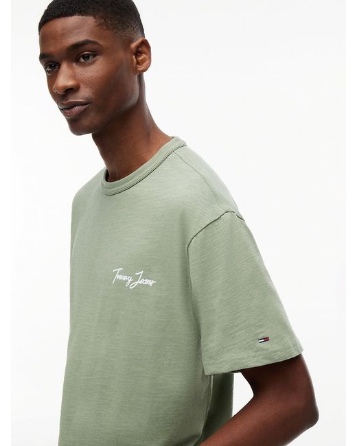 Tommy Hilfiger Green Back Graphic Textured Relaxed T-Shirt for men