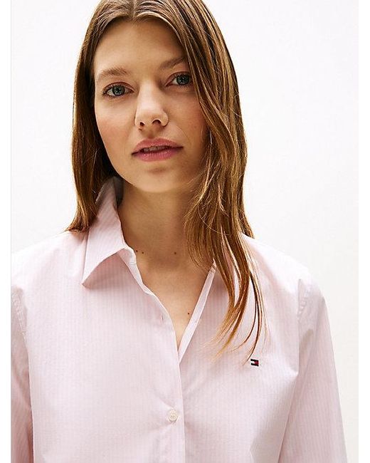 Tommy Hilfiger Regular Fit Overhemd Van Gestreepte Poplin in het White
