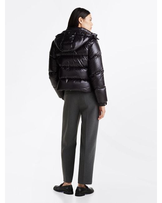 Tommy Hilfiger Black High-shine Hooded Down Puffer Jacket