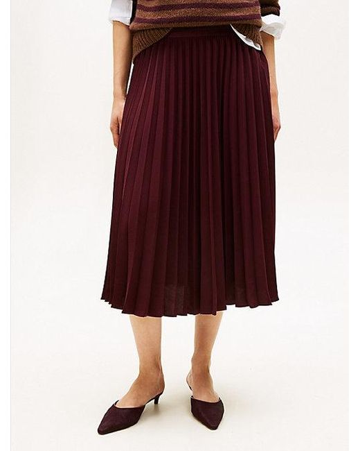 Tommy Hilfiger Geplooide Midi-Rok Van Twill in het Red