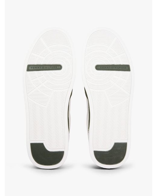 Tommy Hilfiger White Leather Contrast Panel Court Trainers for men