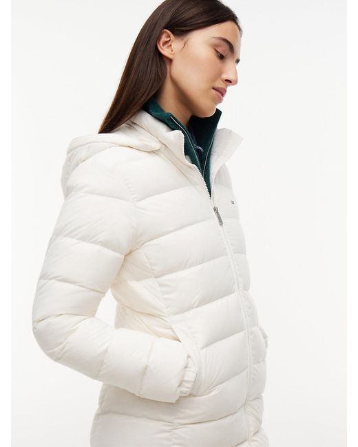 Tommy Hilfiger Blue Slim Shiny Down Hooded Coat