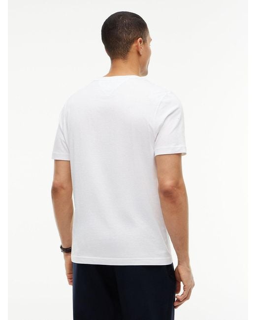 Tommy Hilfiger White Logo Embroidery Crew Neck T-shirt for men