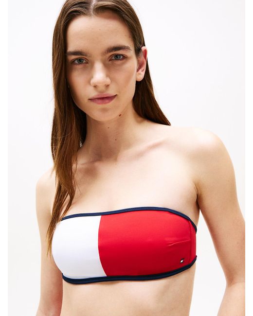 Tommy Hilfiger Red Hilfiger Flag Bandeau Bikini Top