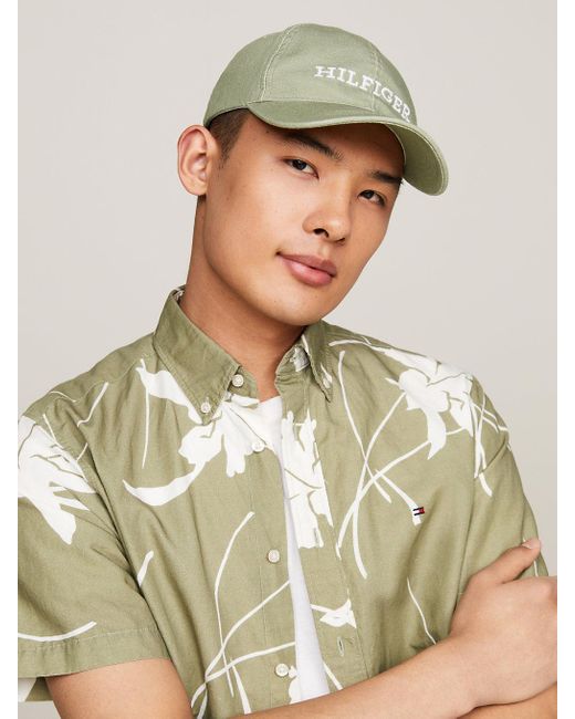 Tommy Hilfiger Green Hilfiger Monotype Embroidery Six-panel Baseball Cap for men