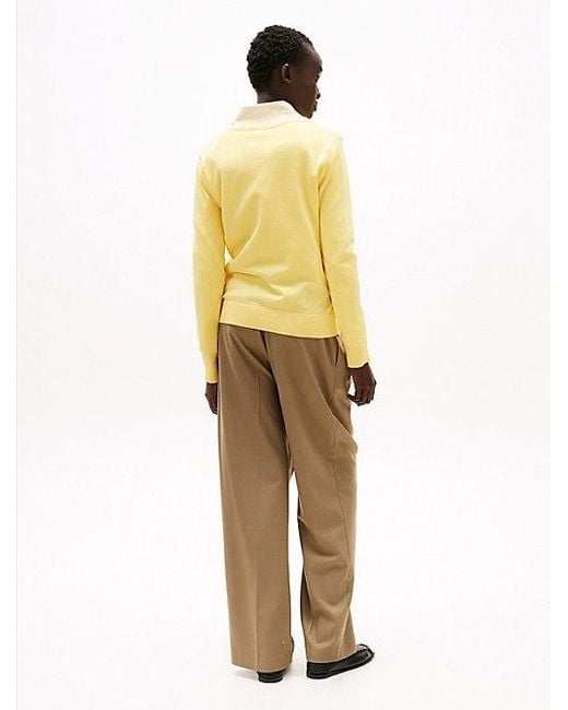 Tommy Hilfiger Jersey Trui Met V-hals in het Yellow