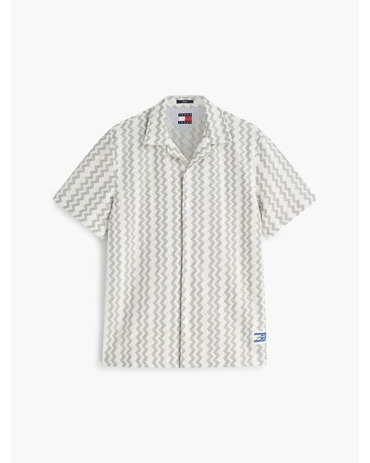 Tommy Hilfiger White Regular Fit Textured Short Sleeve Shirt for men