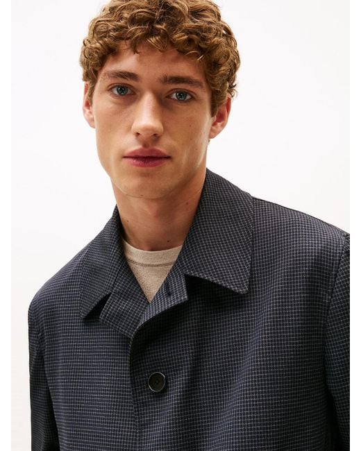 Trench Imbottito Con Micromotivo Pied De Poule di Tommy Hilfiger in Blue da Uomo