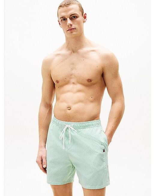 Tommy Hilfiger Original Medium Lange Zwemshort Met Streep in het Green voor heren