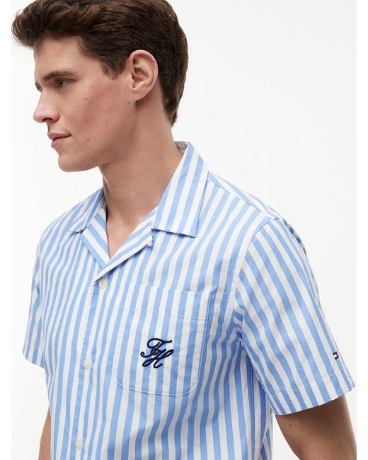Tommy Hilfiger Blue Regular Fit Paper Touch Short Sleeve Shirt for men