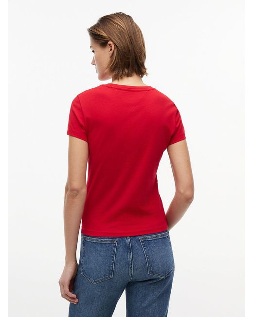 Tommy Hilfiger Red Logo Slim Jersey T-Shirt