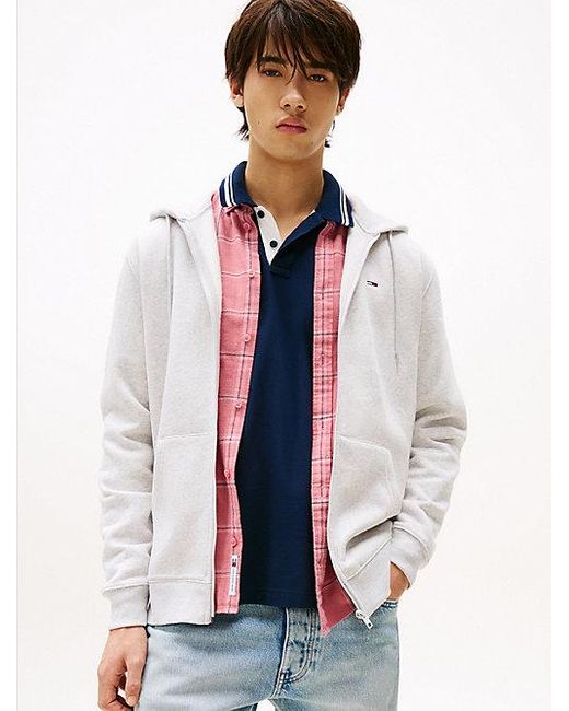Sudadera De Felpa Con Capucha Y Cremallera Tommy Hilfiger de hombre de color White