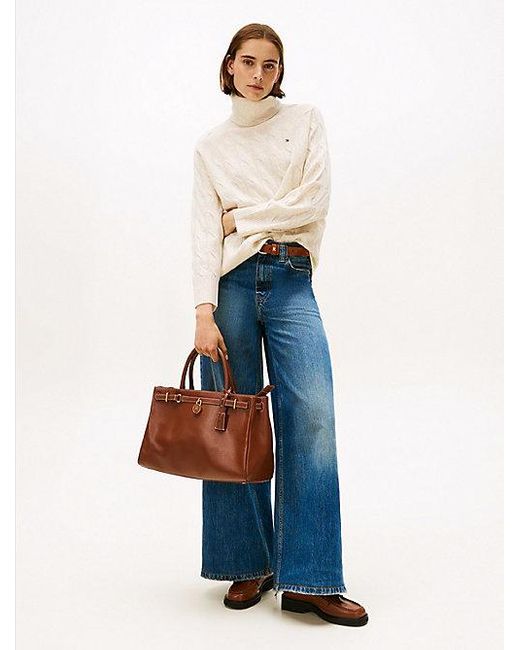 Tommy Hilfiger Relaxed Fit Kabeltrui Van Zachte Wol in het White